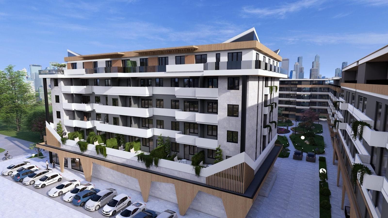 Bočni pogled na zgradu sa dvorištem